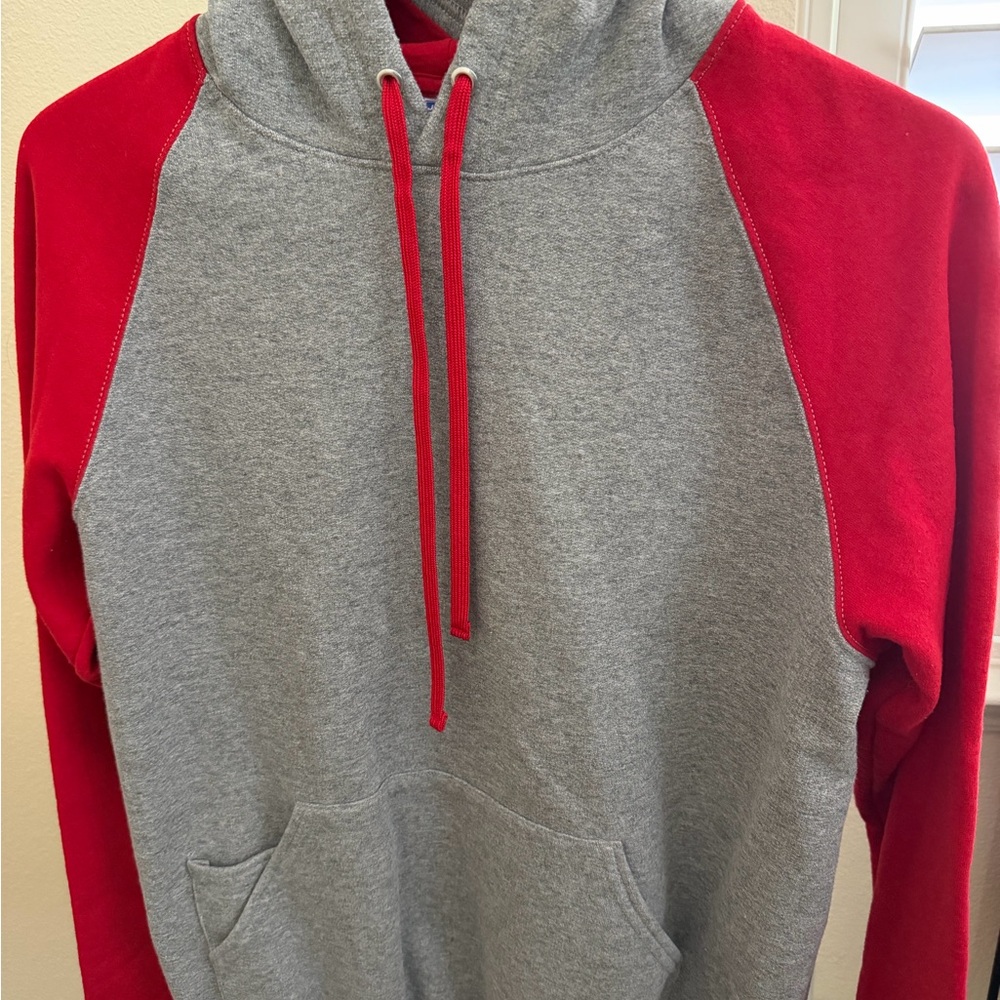 Jerzees Red and Gray Men's Hoodie
